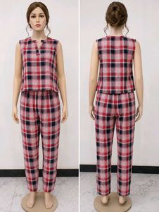 Plaid Sleeveless Pajama Set