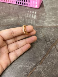 Anti tarnish Unique Gold Ring with Clear Stone