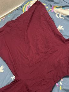 Maroon V-Neck Midi Dress