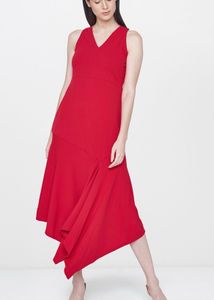 AND Women Red Solid Paneled A-Line Dress