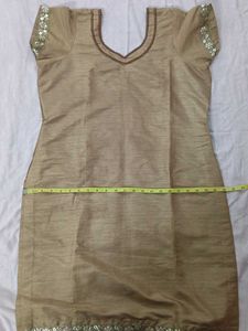 Elegant Gold Kurta salwar Set with Dupatta