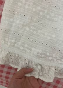 Bershka White Eyelet Tie-Front Top