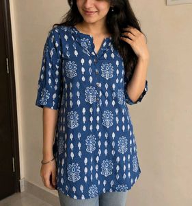 Blue Block Print Kurta