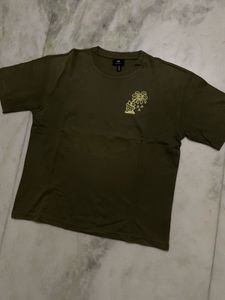 H&M Olive Green Graphic Oversized T-Shirt