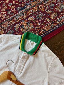 White Polo Shirt with Striped Collar