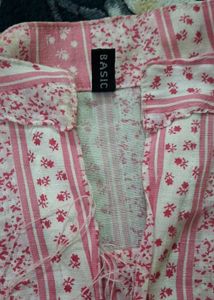 Pink Floral Print Kurta