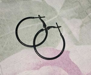 Black Square &amp; Round Hoop Earrings Set