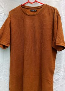 Men's Textured Brown T-Shirt | Zudio