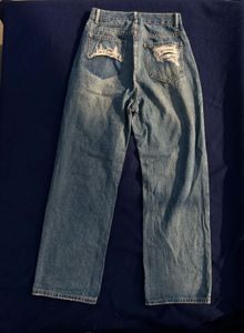 Washed Blue Wide Leg Jeans