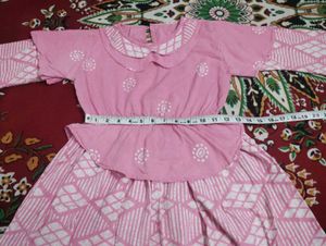 Stylish Pink Cotton Skirt Set