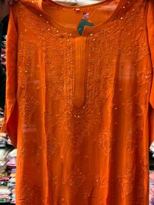 Pure Viscose Rust mukesh work Kurti
