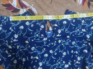 Blue Floral Frock With Designer Sleeves