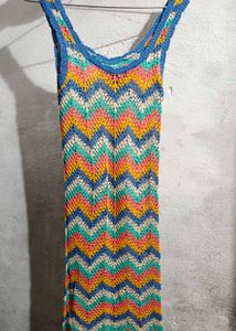 Colorful Crochet Knit Dress