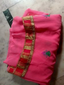 Pink Embroidered Sari