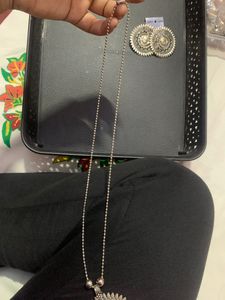OXIDISED NECKPIECE EARRING SET