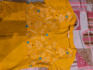 Yellow Embroidered Anarkali Gown