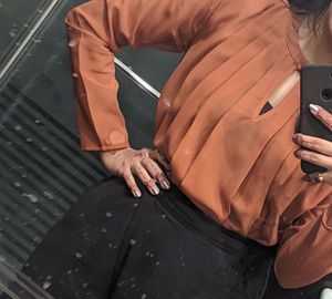 Chic rust orange Flowy Bell Sleeve Top