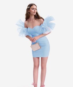 SAVANA Blue Ruffled Party Dress