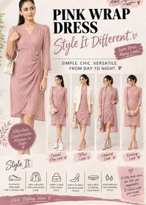 Elegant Ruched V-Neck Wrap Dress