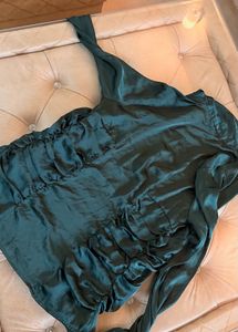 Chic Ruched Satin Button-Up Shirt