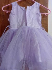 Adorable Lavender Tulle Dress with Floral Embellis
