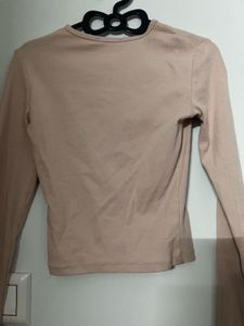 Soft Pink Long Sleeve Crop Top