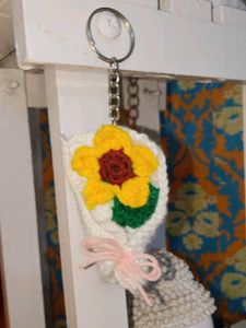 Crocheted Sunflower Keychain