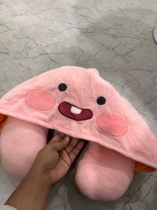 2 in 1 neck pillow pink and yellow