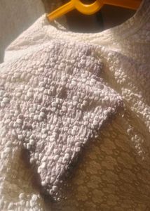 Cream Textured Cropped Top