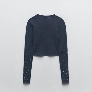 Brand New L Edition Rhinestone Cotton Crop Top