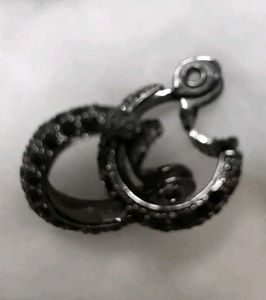 Chunky Black Diamond Hoop Earrings