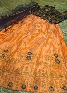 Beautiful Orange &amp; Navy Lehenga Choli Set