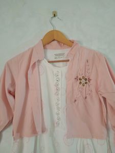 Pink Kurti Type Stylewith Overcoat