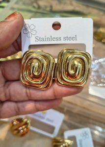 Golden Swirl Square Earrings