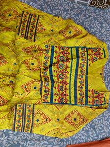 Vibrant Yellow Kurta Set with Mirror Work