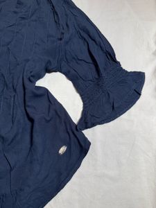Navy Button-Down Top