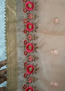Elegant Peach Embroidered Ethnic Gown