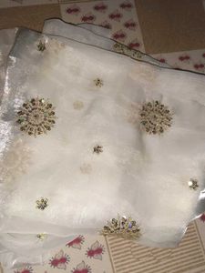 Elegant White Sequined dress material
