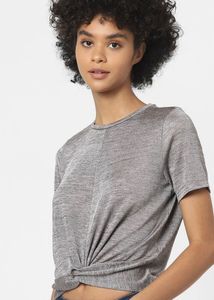 Grey Twisted Hem T-Shirt