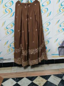 Elegant Brown Embroidered Kurta Set with Sharara