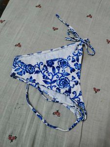 Blue Floral Print Bikini Bottom