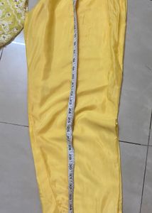Pearls &amp; Embroided Yellow Kurta Set