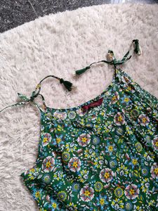 sangria Green Floral Print Summer Dress