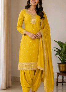 liment green Embroidered Kurta with Patiala Pants
