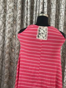 Pink Striped Sleeveless Top