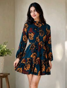 Boho Floral Print Mini Dress