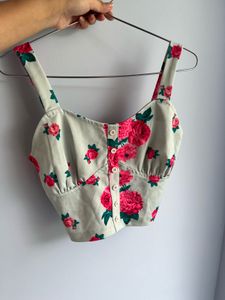 Floral Print Cropped Cami Top