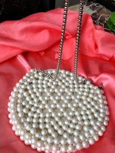 Pearl Beaded Round Handbag