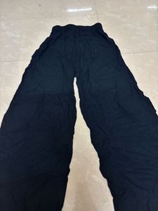 Comfortable Solid Navy Black Wide-Leg Palazzo / Ca