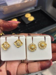Elegant Gold Diamond Stud Earrings